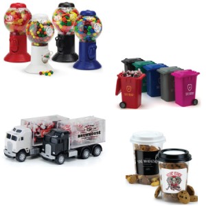 Custom-candy-containers-truck-coffee-gumball-machine-garbage-can