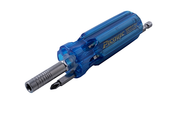 Picquic Super 8 Plus Multi-Bit Screwdriver – 7 Hex Bits, Magnetic, Electric Blue 98881B